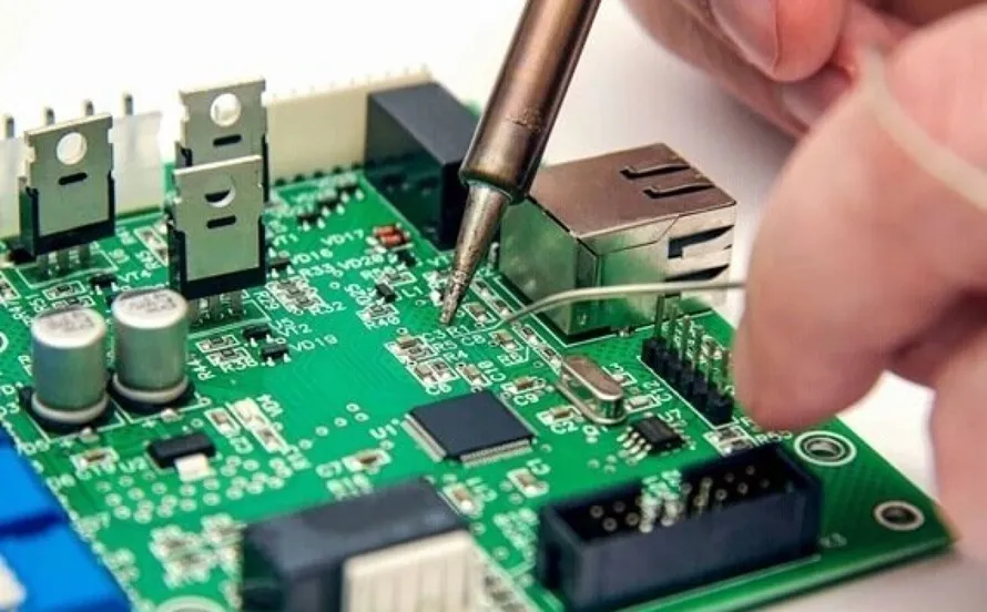 A fully assembled and functional PCB board with all components in place.