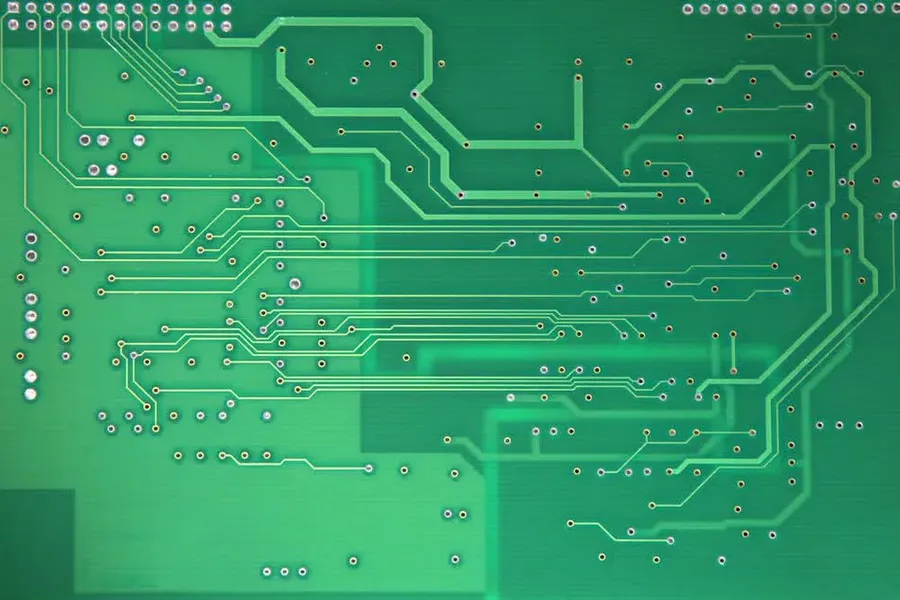 A bare PCB board before component assembly.