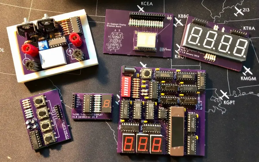 A small DIY PCB project on a workbench.