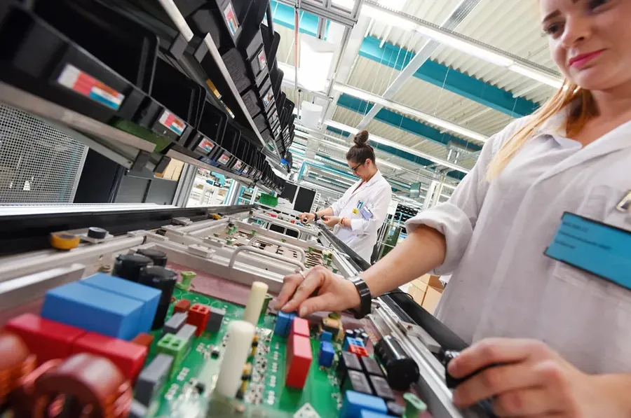A PCB manufacturing factory with production line.