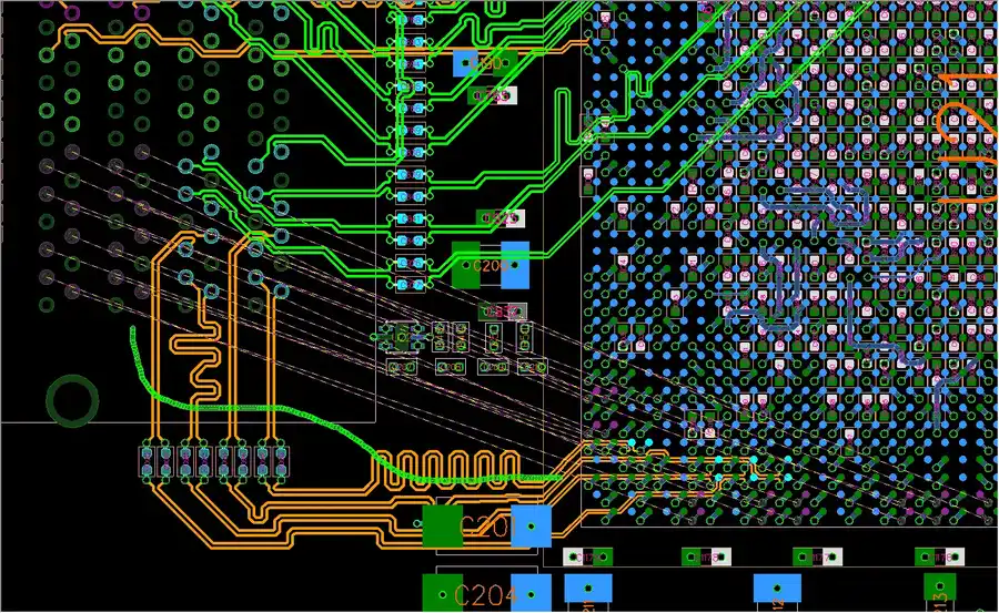 A computer screen displaying PCB design software.