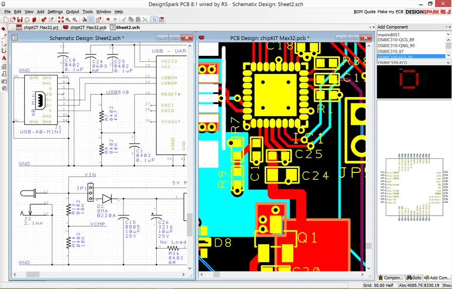 A screenshot of PCB design software interface.