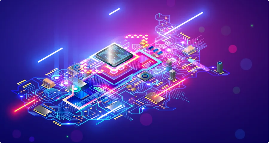 An artistic representation of futuristic PCB designs.