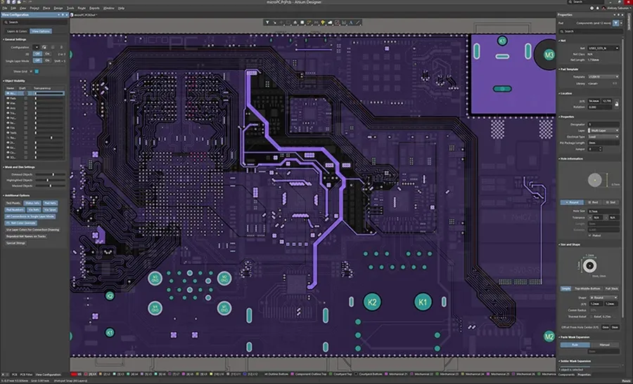 Screenshot of Altium Designer PCB design software showing circuit board layout.