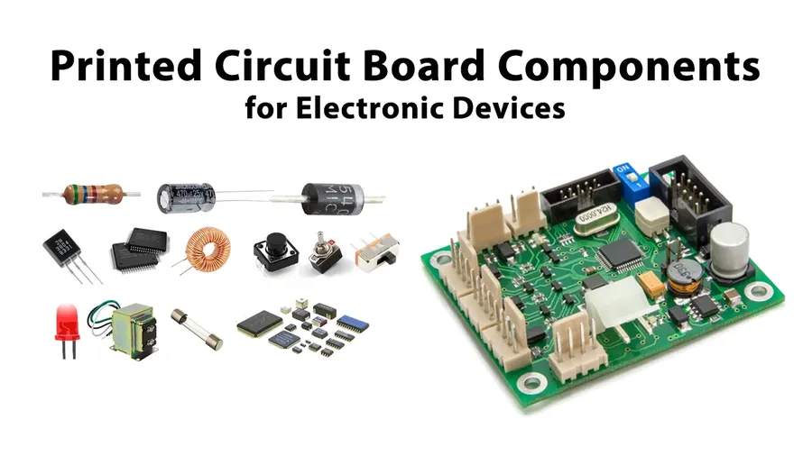 A close-up of various electronic components placed on a printed circuit board.