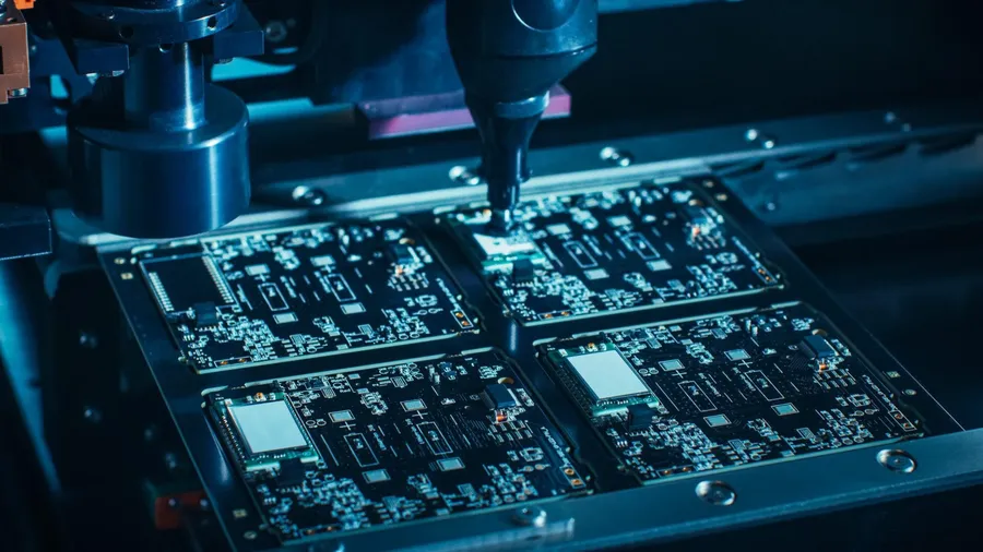 A fully assembled PCB with surface mount components.
