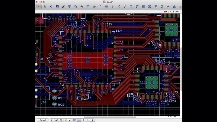 A screenshot of a PCB design software interface on macOS.