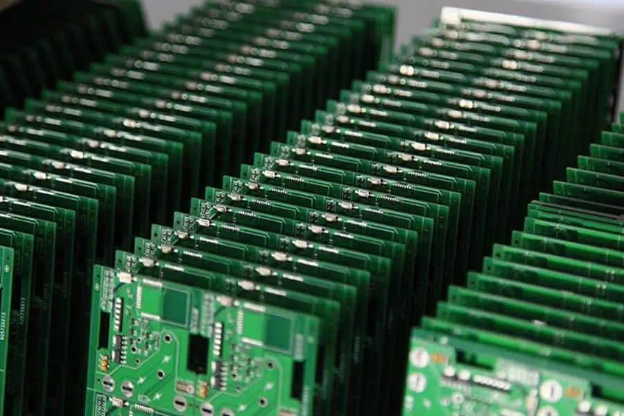 A batch of PCBs ready for mass production.