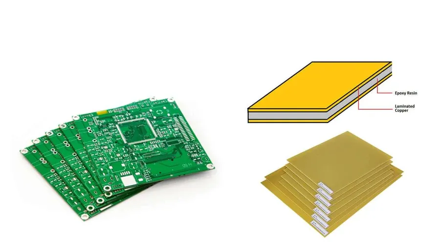 A display of various PCB boards with different designs and features.