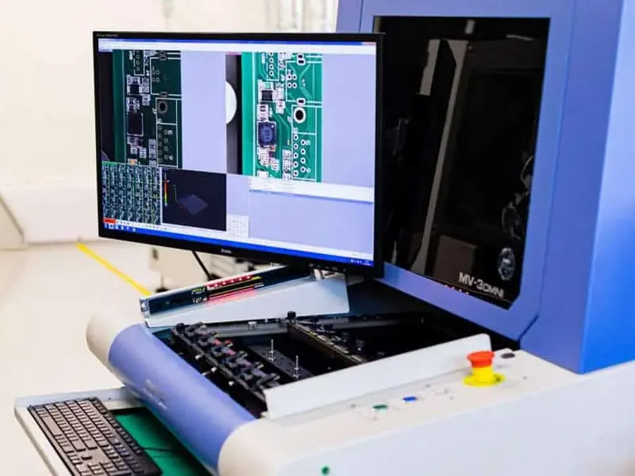 A machine conducting automated optical inspection on a PCB.