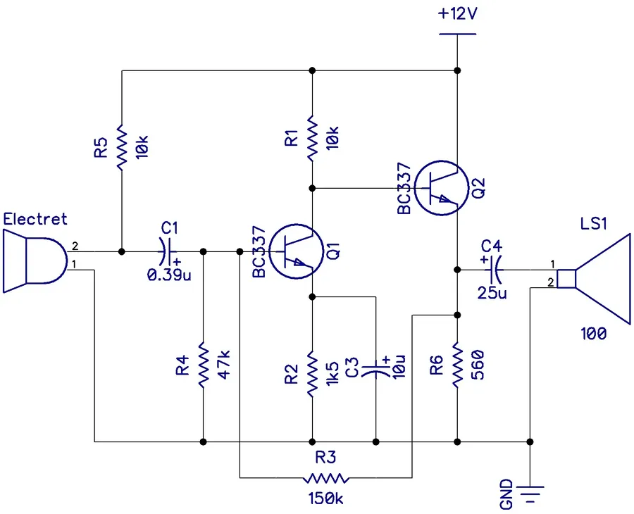 An illustration of a transistor used as an amplifier.