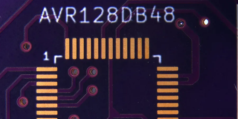 A comparison of two different PCBs side-by-side.
