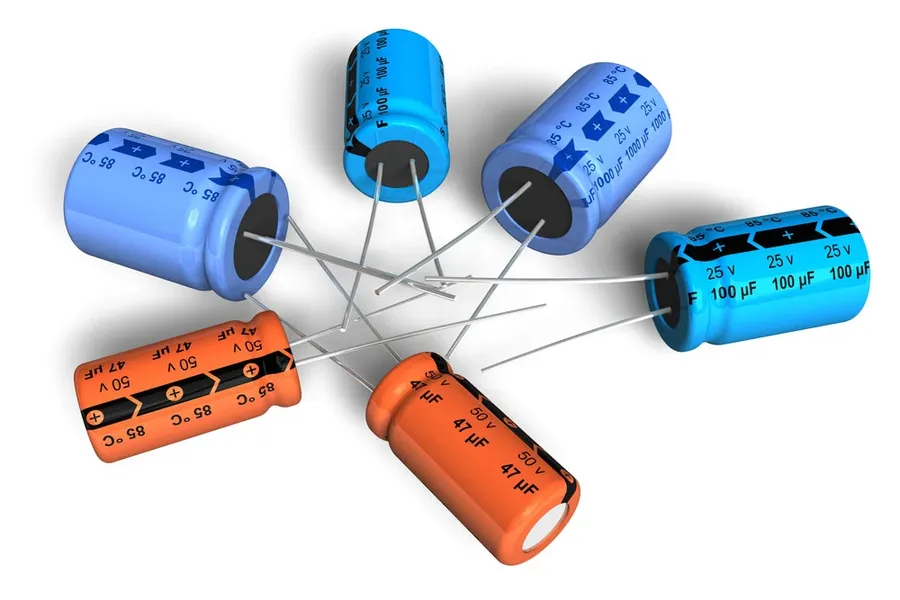 Various tantalum electrolytic capacitors.