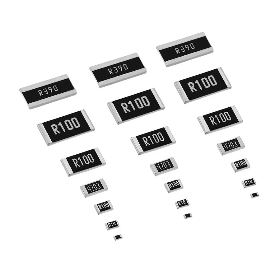 A variety of SMT chip resistors, different sizes.