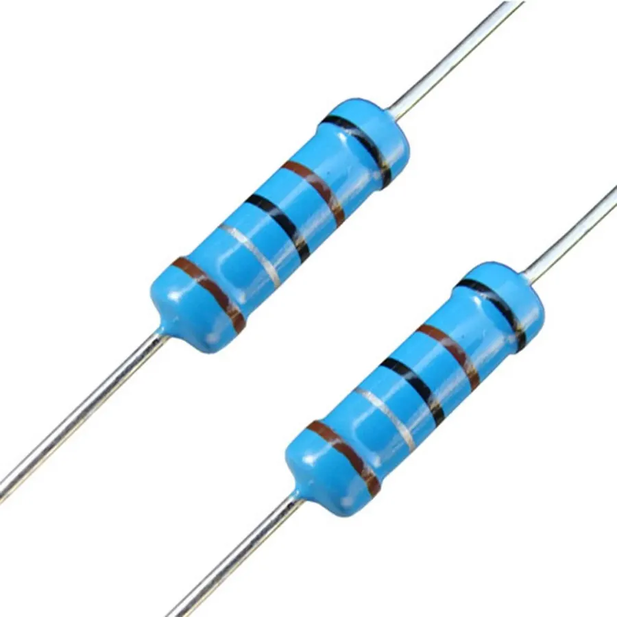 Different types of 470 ohm resistors including carbon film, metal film, and metal oxide film types.