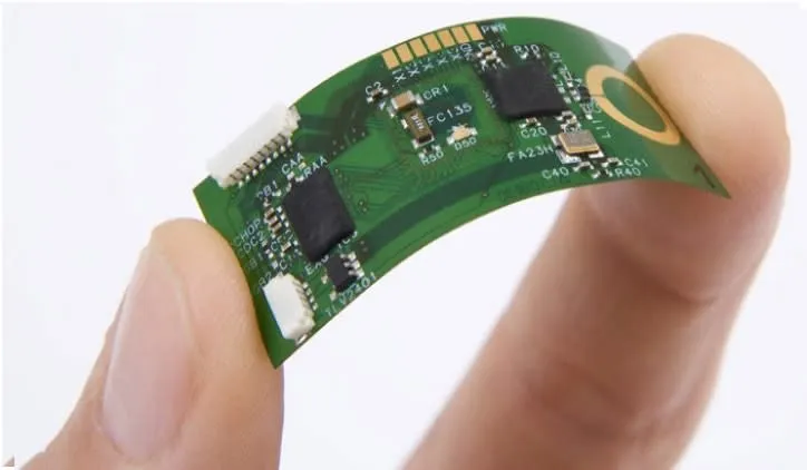 A close-up view of a flexible PCB.