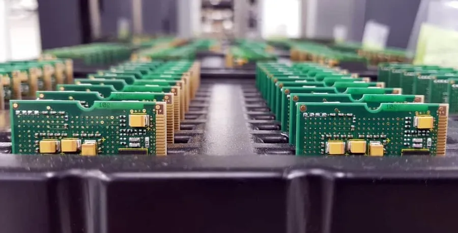 A PCB manufacturing facility with various machines.