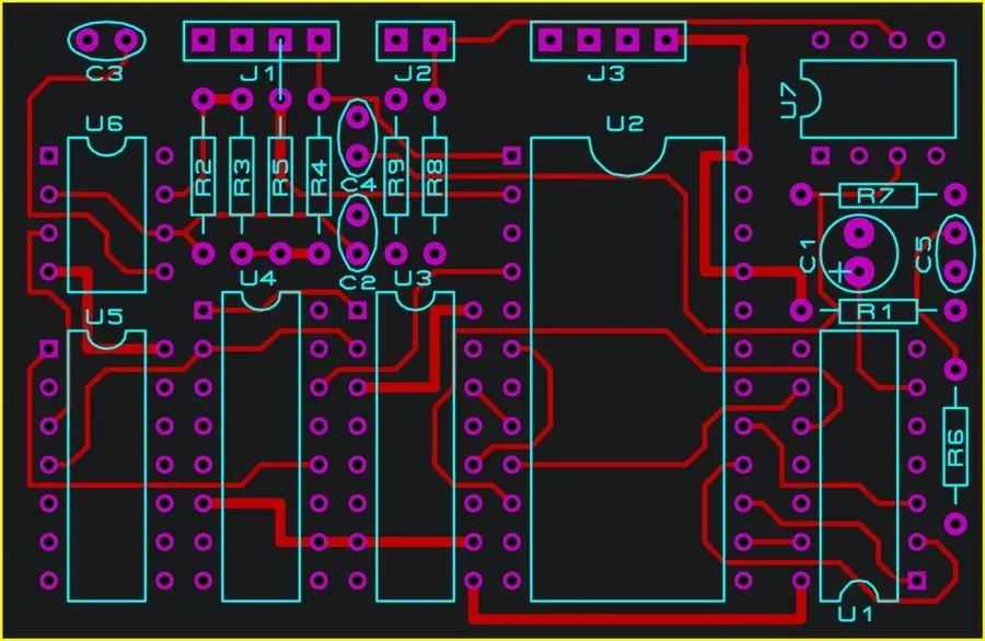 A screen showing the PCB layout design software interface.