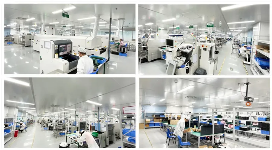 A wide view of a PCB manufacturing factory with various equipment.