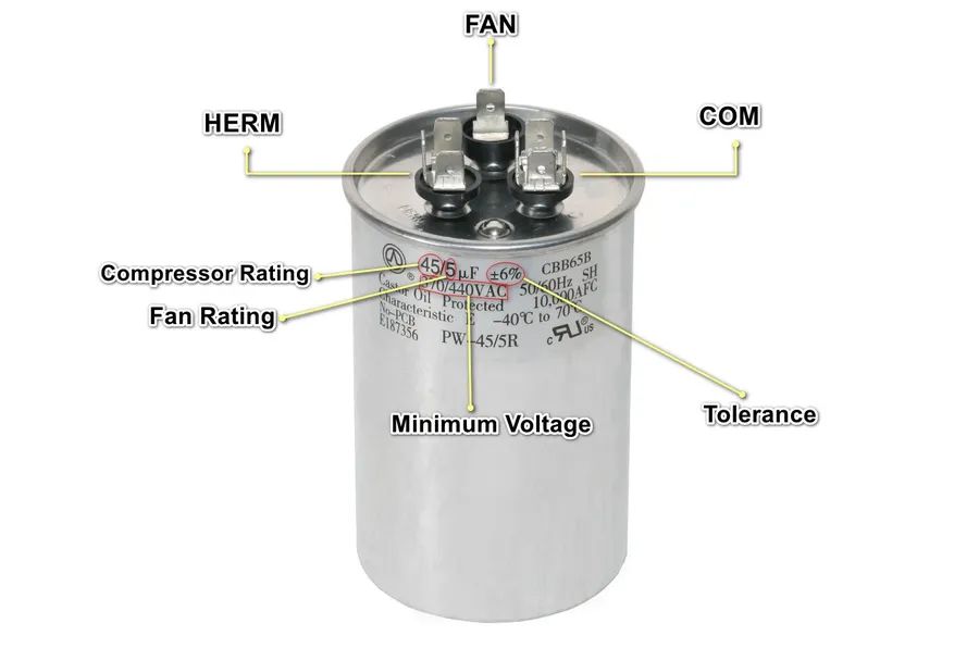 A visibly damaged or bulging motor run capacitor.