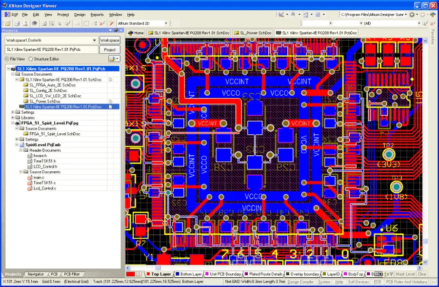 A screenshot of PCB design software showing a circuit layout.