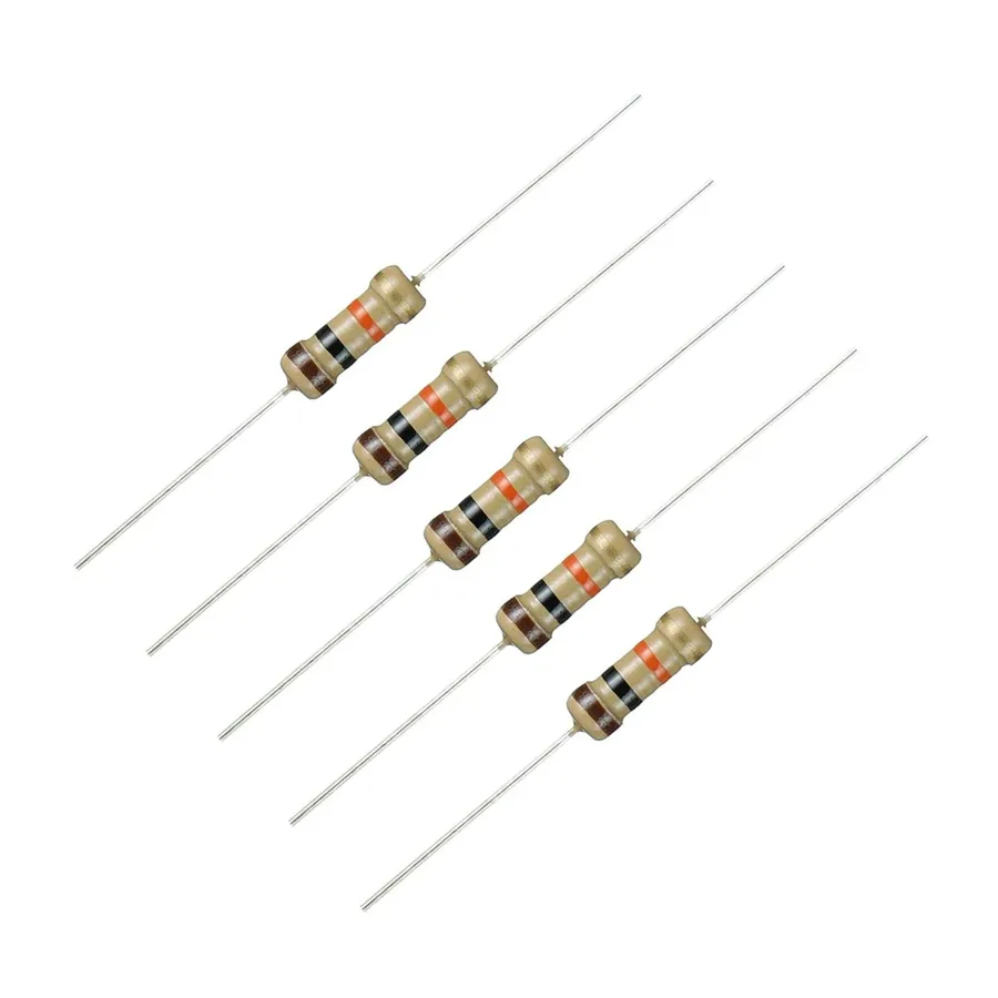 Different sizes of resistors with various power ratings.