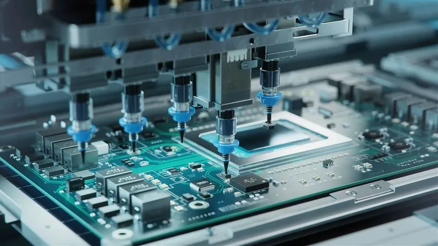 An image showing the process of assembling components onto a PCB.