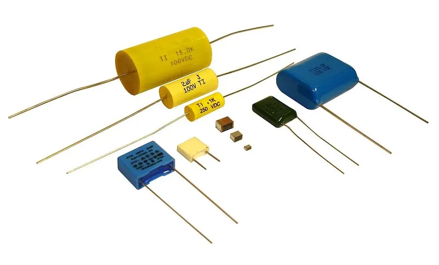 Different shapes of film capacitors.