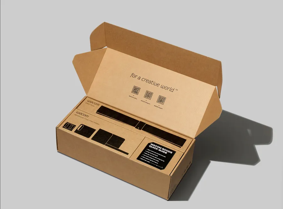 A packaged box of electronic components ready for shipment.
