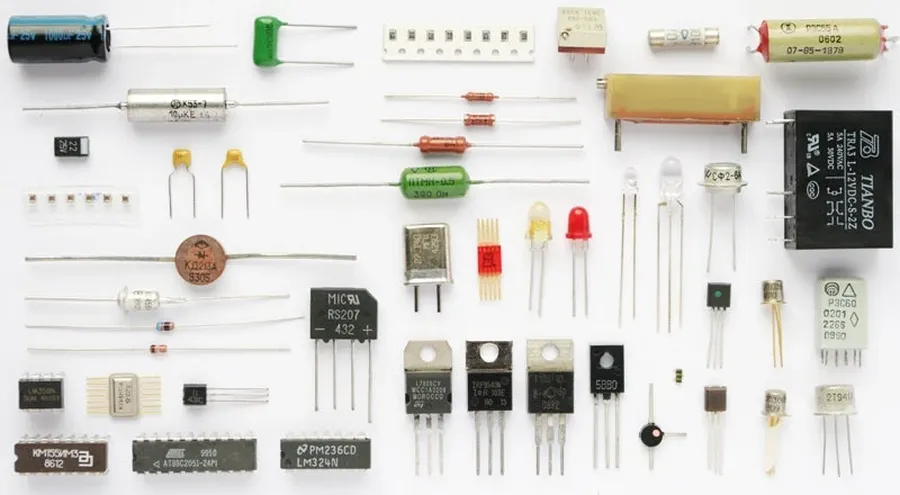 The interior of a local electronic component store with shelves of parts.