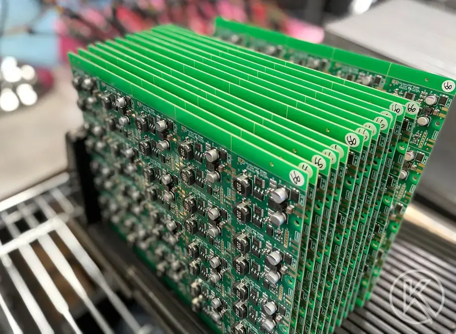 A PCB with surface mount components assembled.