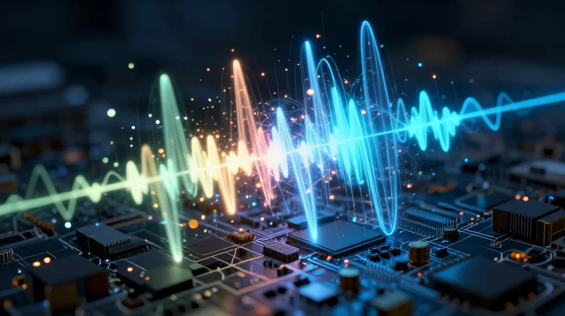 Understanding the Challenges of 77GHz Radar Design Abstract visualization of electromagnetic wave interference at high frequencies