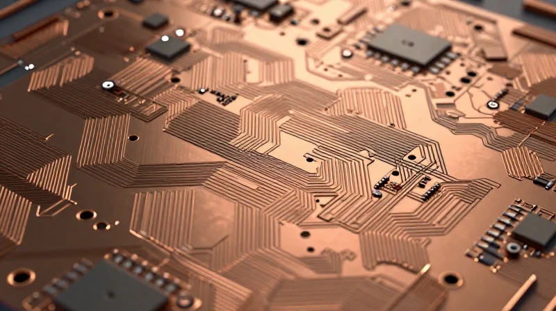 Via Design and Grounding Strategies Close-up render of via structures on a radar PCB