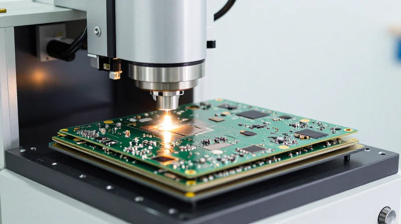 Advanced X-ray inspection equipment scanning high-density printed circuit boards