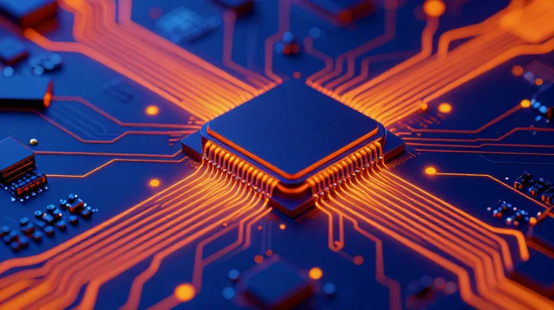Advanced Thermal Management Strategies Thermal imaging representation of a miniature PCB assembly showing heat distribution.