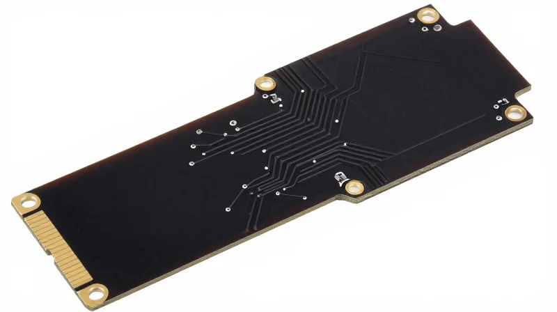 A clean, modern rigid-flex PCB design showing integrated flexible ribbons and rigid mounting areas