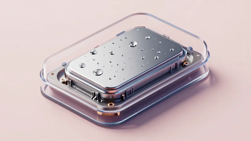Abstract representation of electronic hardware protection against water and dust