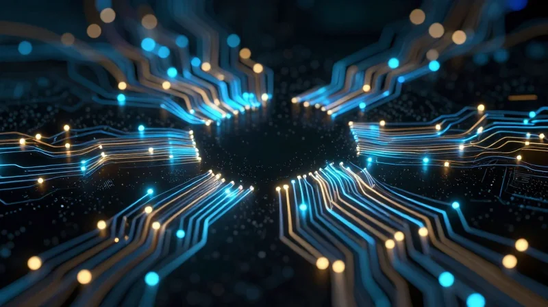 Abstract representation of high-tech testing and scanning of circuit boards