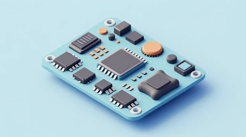 Isometric view of drone avionics component arrangement