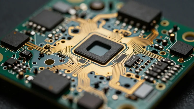 Technical Proficiency: Micro-PCBA Design for Miniature Form Factors Extreme close-up of a complex micro circuit board.