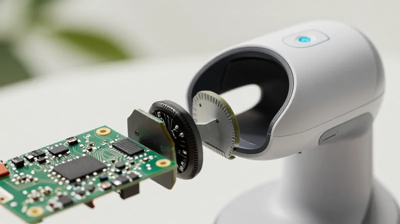 A sleek, modern smart pet collar showing internal electronic components, transitioning from bulky to compact design.