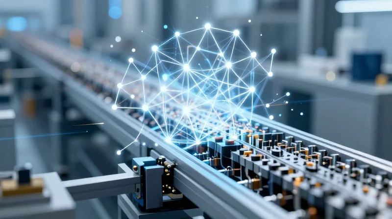 Abstract visualization of a seamless transition from PCB design to manufacturing assembly