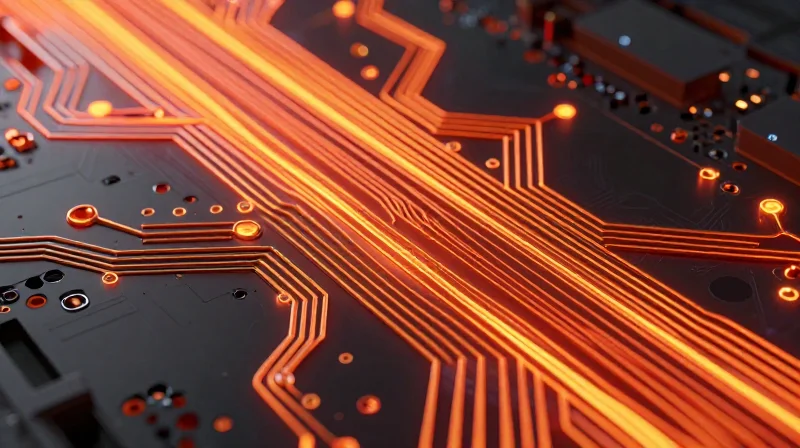 The Physics of Heavy Copper: Understanding Current Capacity Thermal simulation of a thick copper PCB showing heat dissipation patterns across conductive traces.
