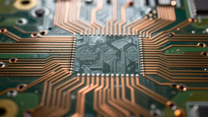 The Impact of Solder Mask and Silkscreen on Thick Copper Side profile of a PCB surface showing solder mask coverage over heavy copper traces.
