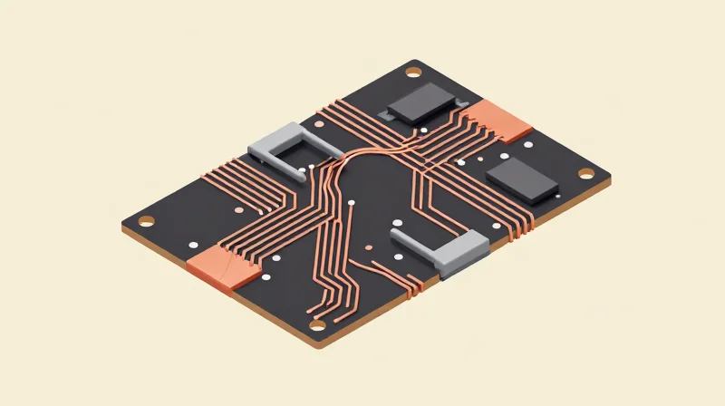 The Hybrid Architecture Future Isometric 3D model showing the integration of PCB technology and busbar systems