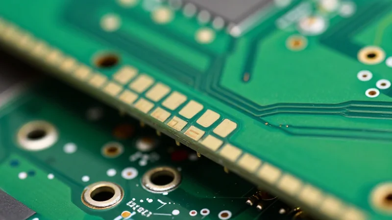 Understanding Castellated Hole Technology A close-up view of a printed circuit board edge showing semi-circular plated holes for modular integration.