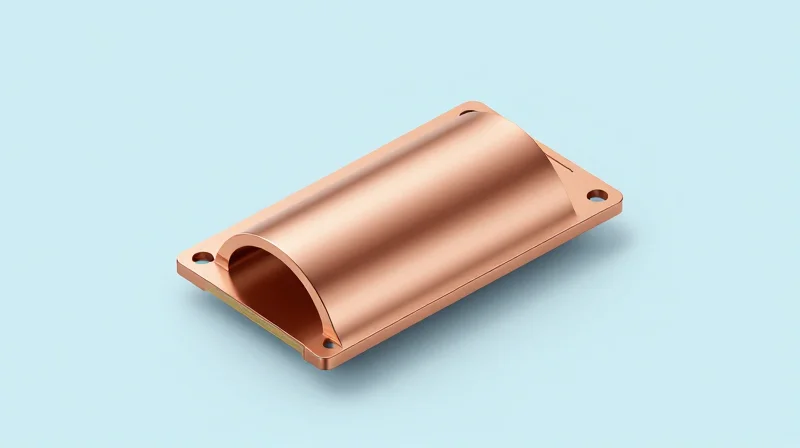 A detailed 3D cross-section illustration of a printed circuit board edge showing a metallic plated half-hole structure.