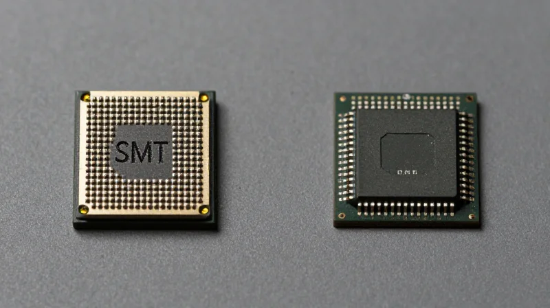 Side by side visual comparison of old lead-frame SMT and new micro-BGA architecture