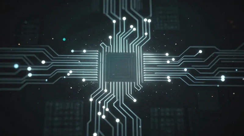 Engineering Support and DFM Feedback Conceptual visualization of a circuit board design being refined and optimized.
