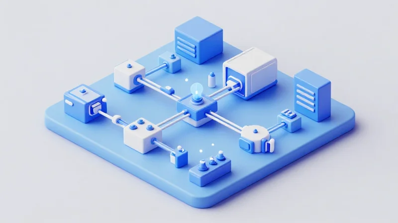 Defining the Agile Manufacturing Model A 3D isometric representation of an agile modular factory workflow with connected stations